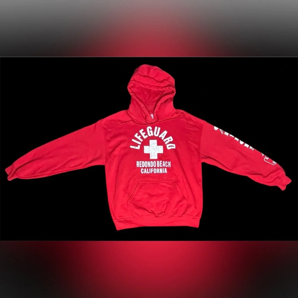 Men’s‎ Sz M Red California Lifeguard Hoodie.